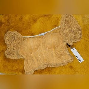 Mustard Yellow Lace Crop Top